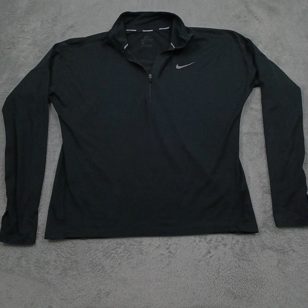 Nike Top Womens Medium Black 1/4 Zip Pullover Dri Fit Running Activewear‎
